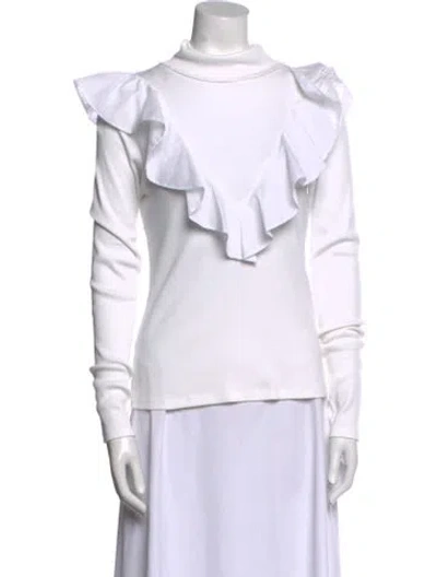 Pre-owned Veronica Beard Mock Neck Long Sleeve Sweatshirt In White