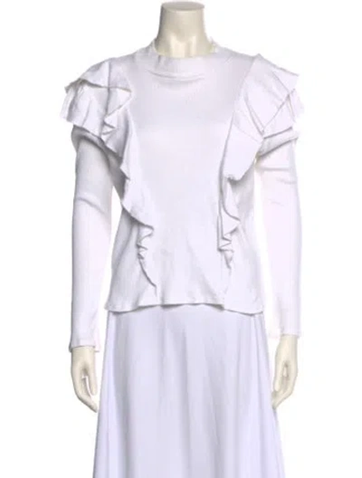 Pre-owned Veronica Beard Mock Neck Long Sleeve Sweatshirt In White