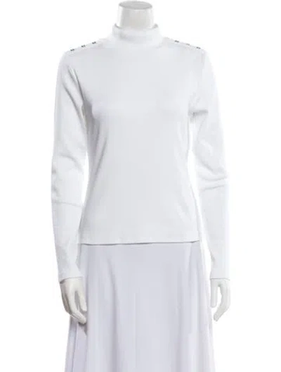 Pre-owned Veronica Beard Mock Neck Long Sleeve Sweatshirt In White