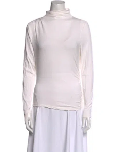 Pre-owned Veronica Beard Mock Neck Long Sleeve Sweatshirt In White