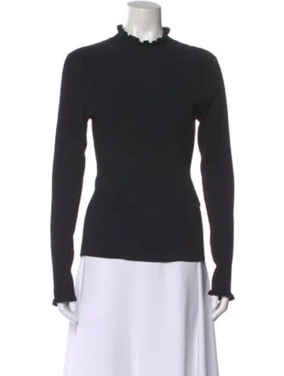 Pre-owned Veronica Beard Mock Neck Long Sleeve Top In Black