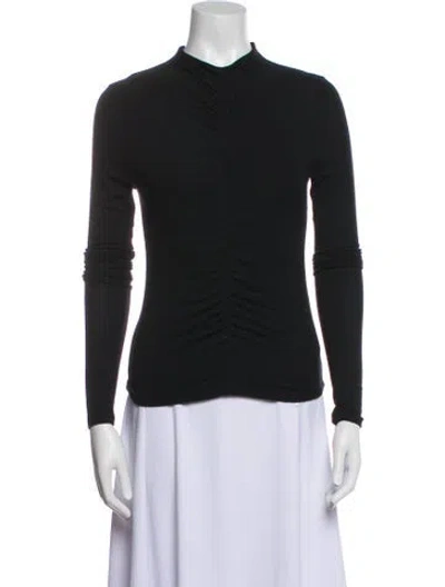 Pre-owned Veronica Beard Mock Neck Long Sleeve Top In Black