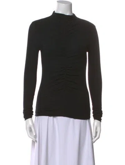 Pre-owned Veronica Beard Mock Neck Long Sleeve Top In Black