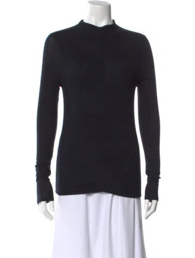 Pre-owned Veronica Beard Mock Neck Long Sleeve Top In Black