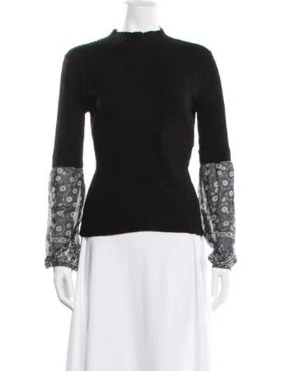 Pre-owned Veronica Beard Mock Neck Long Sleeve Top In Black