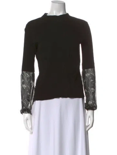 Pre-owned Veronica Beard Mock Neck Long Sleeve Top In Black