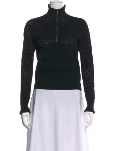 Pre-owned Veronica Beard Mock Neck Long Sleeve Top In Black