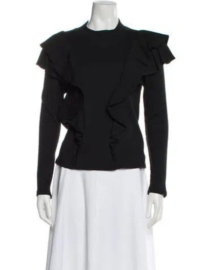 Pre-owned Veronica Beard Mock Neck Long Sleeve Top In Black