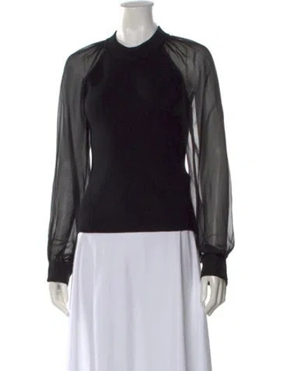 Pre-owned Veronica Beard Mock Neck Long Sleeve Top In Black