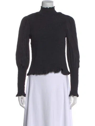 Pre-owned Veronica Beard Mock Neck Long Sleeve Top In Black