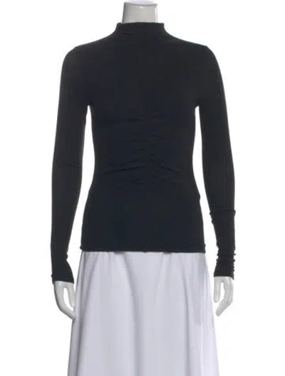 Pre-owned Veronica Beard Mock Neck Long Sleeve Top In Black