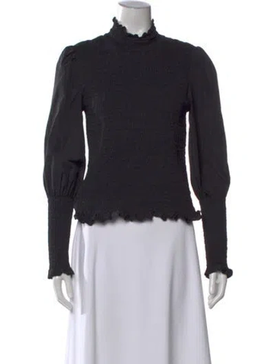 Pre-owned Veronica Beard Mock Neck Long Sleeve Top In Black