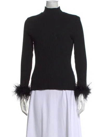 Pre-owned Veronica Beard Mock Neck Long Sleeve Top In Black