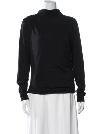 Pre-owned Veronica Beard Mock Neck Long Sleeve Top In Black
