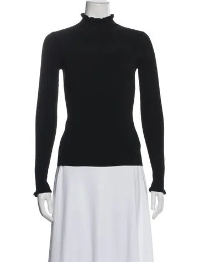 Pre-owned Veronica Beard Mock Neck Long Sleeve Top In Blue