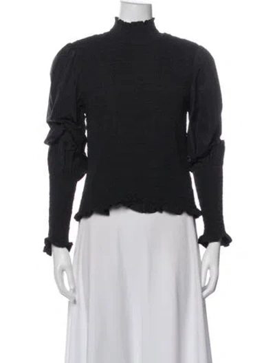 Pre-owned Veronica Beard Mock Neck Long Sleeve Top In Blue