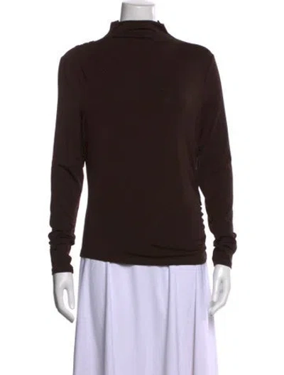 Pre-owned Veronica Beard Mock Neck Long Sleeve Top In Brown