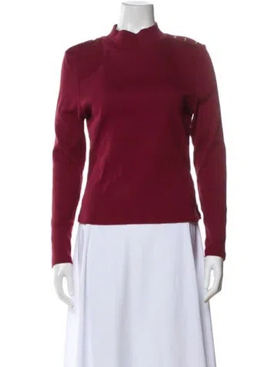 Pre-owned Veronica Beard Mock Neck Long Sleeve Top In Burgundy