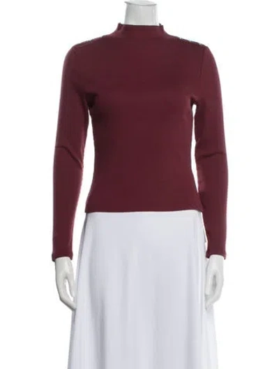 Pre-owned Veronica Beard Mock Neck Long Sleeve Top In Burgundy