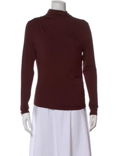Pre-owned Veronica Beard Mock Neck Long Sleeve Top In Burgundy
