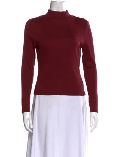 Pre-owned Veronica Beard Mock Neck Long Sleeve Top In Burgundy