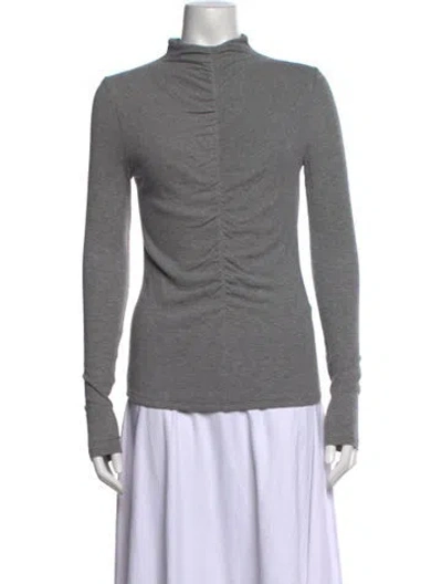Pre-owned Veronica Beard Mock Neck Long Sleeve Top In Gray