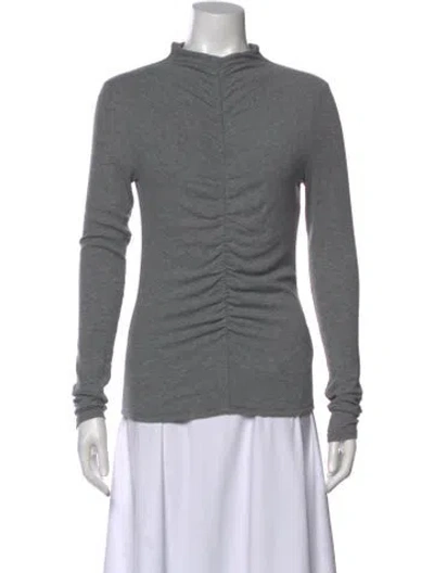Pre-owned Veronica Beard Mock Neck Long Sleeve Top In Gray