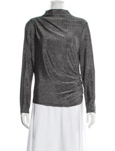 Pre-owned Veronica Beard Mock Neck Long Sleeve Top In Gray
