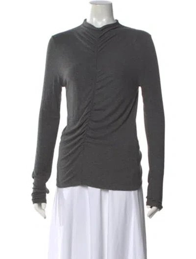 Pre-owned Veronica Beard Mock Neck Long Sleeve Top In Gray