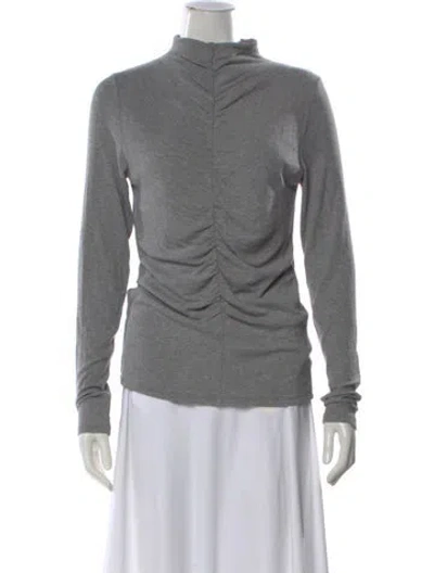 Pre-owned Veronica Beard Mock Neck Long Sleeve Top In Gray