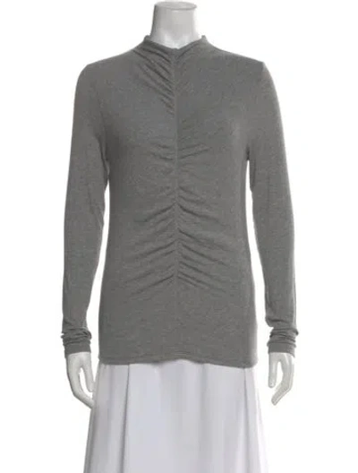 Pre-owned Veronica Beard Mock Neck Long Sleeve Top In Gray