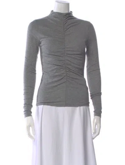 Pre-owned Veronica Beard Mock Neck Long Sleeve Top In Gray
