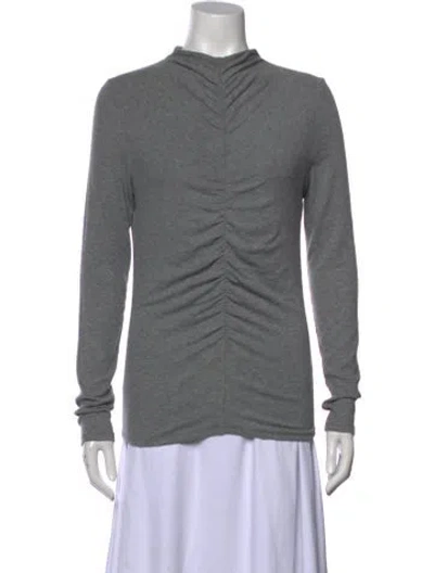 Pre-owned Veronica Beard Mock Neck Long Sleeve Top In Gray