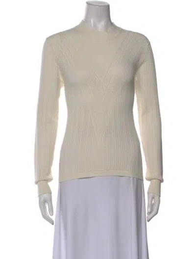 Pre-owned Veronica Beard Mock Neck Long Sleeve Top In Neutral