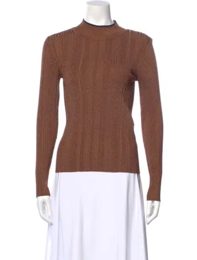 Pre-owned Veronica Beard Mock Neck Long Sleeve Top In Orange
