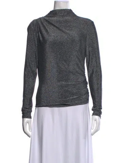 Pre-owned Veronica Beard Mock Neck Long Sleeve Top In Silver
