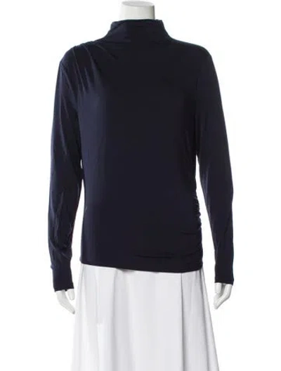 Pre-owned Veronica Beard Mock Neck Long Sleeve Top W/ Tags In Blue