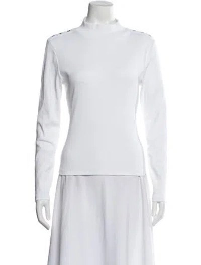Pre-owned Veronica Beard Mock Neck Long Sleeve Top In White