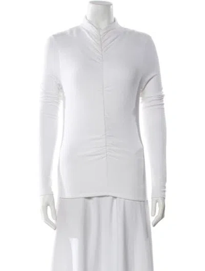 Pre-owned Veronica Beard Mock Neck Long Sleeve Top In White