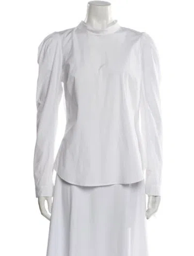 Pre-owned Veronica Beard Mock Neck Long Sleeve Top In White