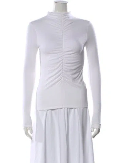 Pre-owned Veronica Beard Mock Neck Long Sleeve Top In White