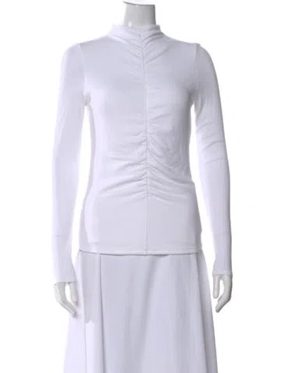 Pre-owned Veronica Beard Mock Neck Long Sleeve Top In White