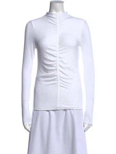 Pre-owned Veronica Beard Mock Neck Long Sleeve Top In White