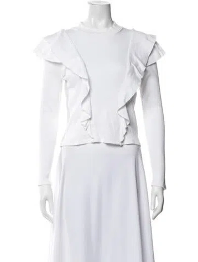 Pre-owned Veronica Beard Mock Neck Long Sleeve Top In White