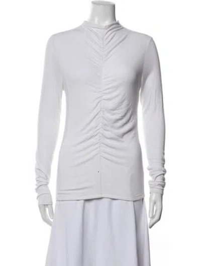 Pre-owned Veronica Beard Mock Neck Long Sleeve Top In White