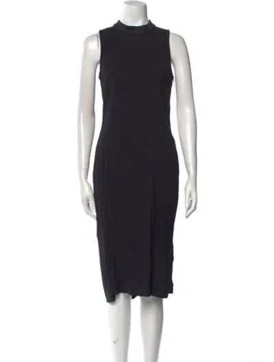 Pre-owned Veronica Beard Mock Neck Midi Length Dress In Black