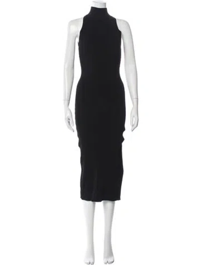 Pre-owned Veronica Beard Mock Neck Midi Length Dress In Black