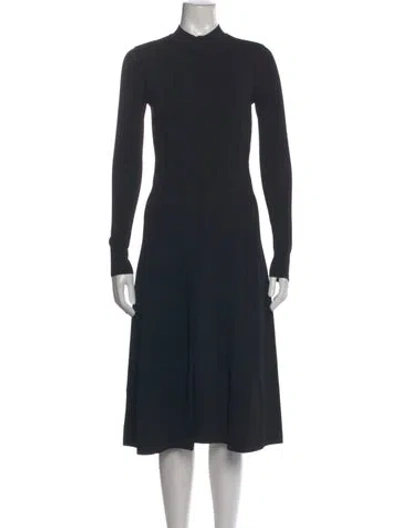 Pre-owned Veronica Beard Mock Neck Midi Length Dress In Blue