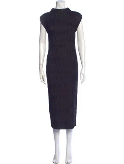 Pre-owned Veronica Beard Mock Neck Midi Length Dress In Blue