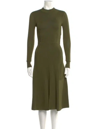 Pre-owned Veronica Beard Mock Neck Midi Length Dress In Green